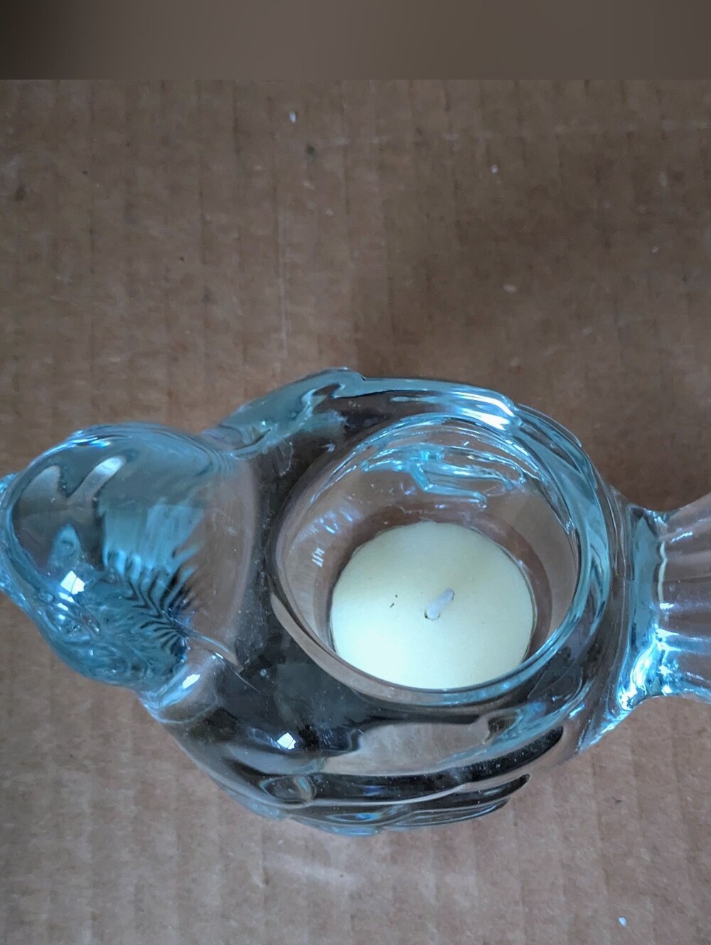 Candle Votive Tea Light clear Glass Bird Candle Holder with Cream Votive